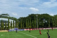 Foto : Tim Pra Popnas Kaltim saat berujicoba dengan borneo FC academy.