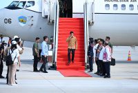 Foto: Wakil Presiden RI, Gibran Rakabuming Raka, saat tiba di Bandara IKN, Kecamatan Sepaku.