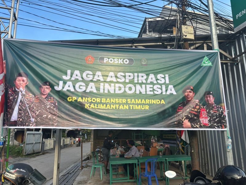Foto:  Posko Jaga Aspirasi jaga Indonesia oleh PC GP Anshor Kota Samarinda.