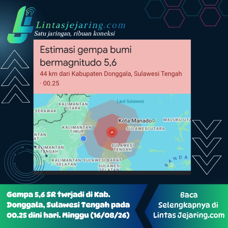 Foto: Gempa 5,6 SR di Donggala, Sulteng. (Ist) 