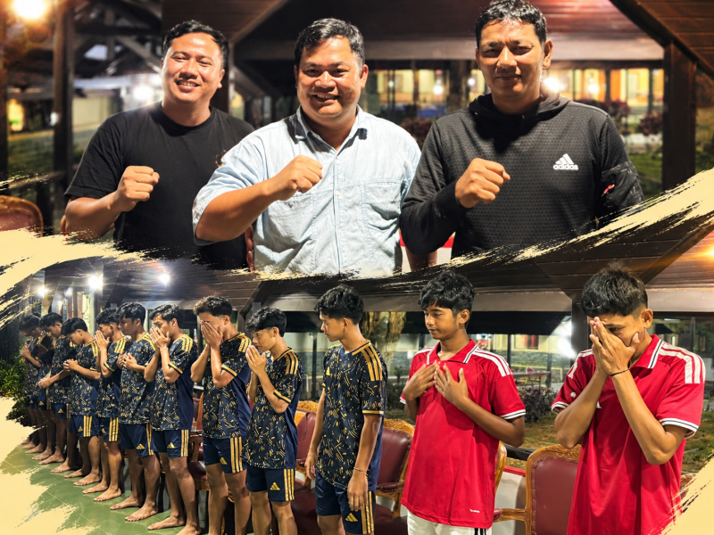 Foto: Pemain cabor sepakbola Kutai barat dan ketua KONI Kubar (Tengah ) bersama Ketua ASKAB (kanan) PSSI Kubar.