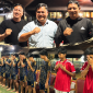 Foto: Pemain cabor sepakbola Kutai barat dan ketua KONI Kubar (Tengah ) bersama Ketua ASKAB (kanan) PSSI Kubar.