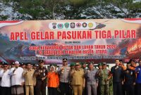 Foto: Foto bersama usai apel bersama tiga  pilar siaga karhutla di PPU. (Dok.PolresPPU).
