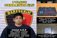 Foto: Tersangka A.E.P dan barang bukti. (Dok.PolsekSamarindaUlu).