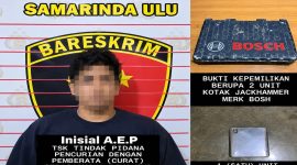 Foto: Tersangka A.E.P dan barang bukti. (Dok.PolsekSamarindaUlu).