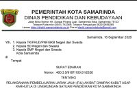 Foto: Surat edaran Pemkot Samarinda melalui Dinas Pendidikan Kota Samarinda terkait dengan pembelajaran jarak jauh (PJJ). 