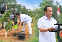 Foto: Wakil Bupati Bulungan, Kilat saat melakukan penanaman 2.500 pohon di Kebun Hutan Kota Bunda Hayati.