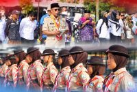 Foto: Bupati Bulungan, Syarwani saat melepas kontingan pramuka Bulungan menuju Jambore Nasional di Jakarta.
