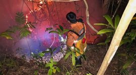 Foto: Potret petugas BPBD PPU memadamkan karhutla hingga larut malam. (Dok.Pusdalopsbpbdppu)