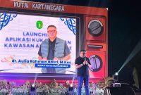 Foto: Sambutan Bupati Kukar Aulia Rahman Basri pada peluncuran Arbizz Space dan Aplikasi KukarGo.