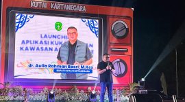 Foto: Sambutan Bupati Kukar Aulia Rahman Basri pada peluncuran Arbizz Space dan Aplikasi KukarGo.
