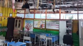 Foto: Kondisi ruang kelas SD 021 pasca kebakaran di jalan Kartini Kelurahan Loa Ipuh.