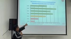 Foto: Plt. Disdukcapil Kukar, Iryanto saat presentasi Inovasi Program Bunga Desaku di BRIDA Kaltim.